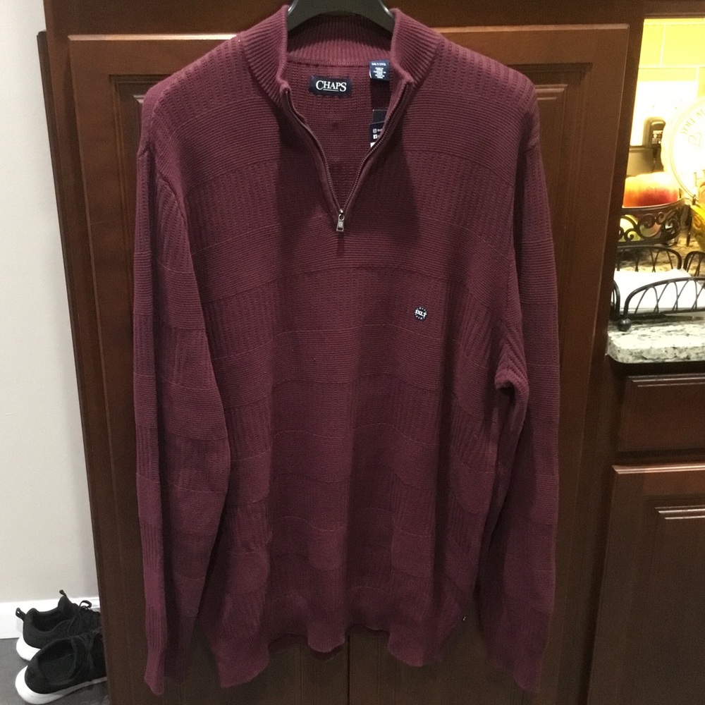 NEW CHAPS PLUS SIZE 1/4 ZIP SWEATER 3XLT *$50 OFF*